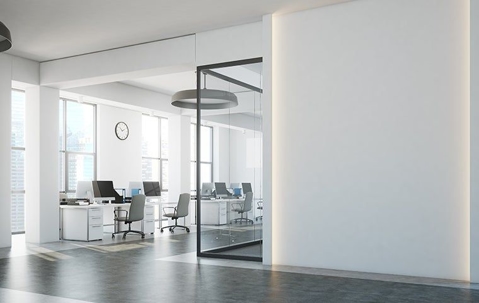 Clean white interior office space.